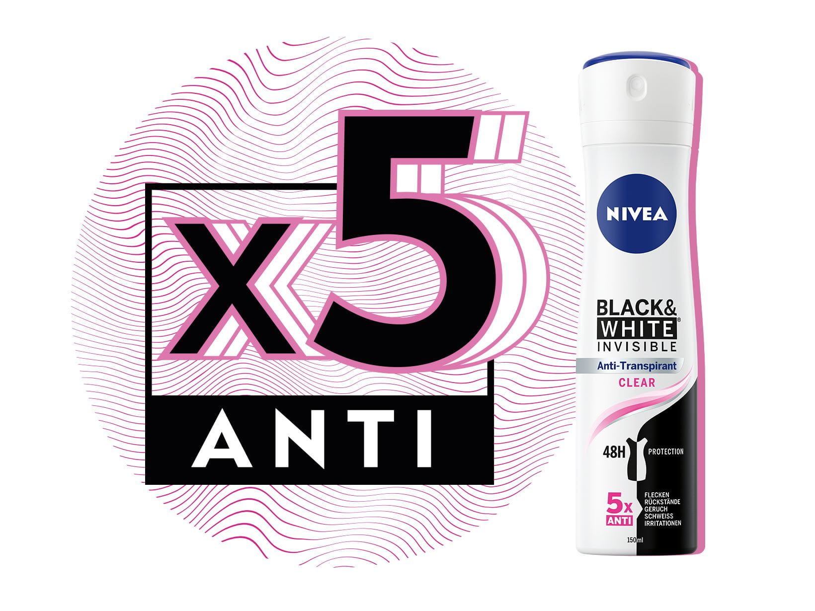 x5 ANTI - Déodorants Black & White Invisible NIVEA 