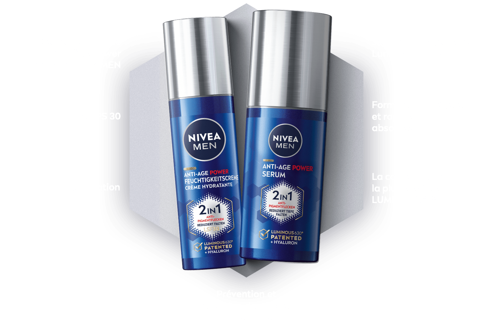La Crème Hydratante Anti-Âge Power Luminous NIVEA MEN et le Sérum Anti-Âge Power Luminous NIVEA MEN