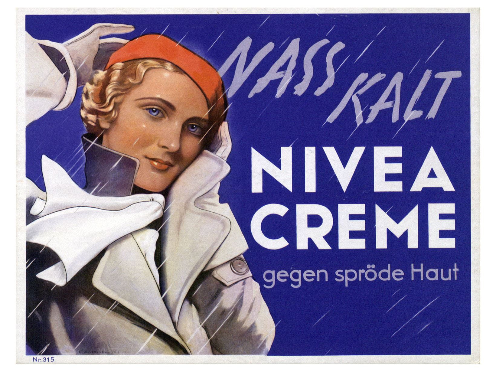 NIVEA Werbeplakat von 1935: NIVEA Creme gegen spröde Haut