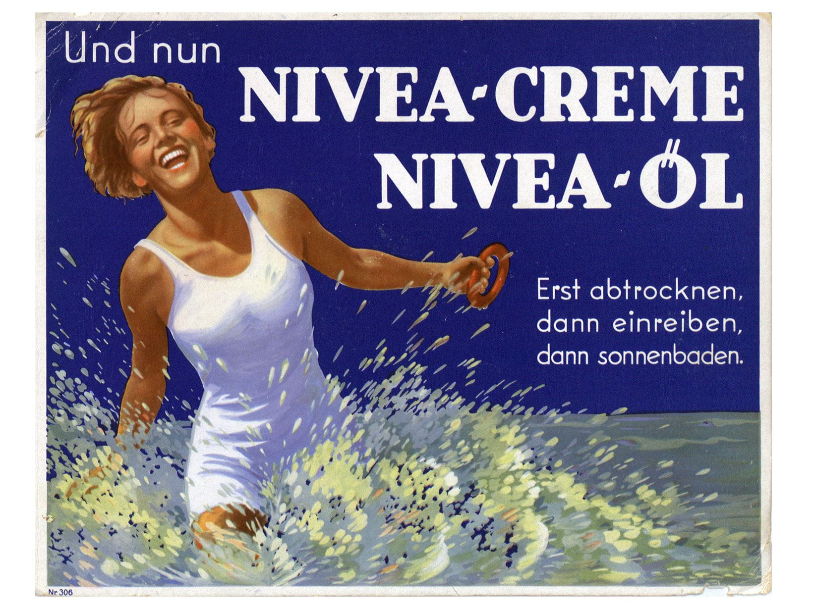 NIVEA Werbeplakat von 1933: Und nun NIVEA-Creme, NIVEA-Öl
