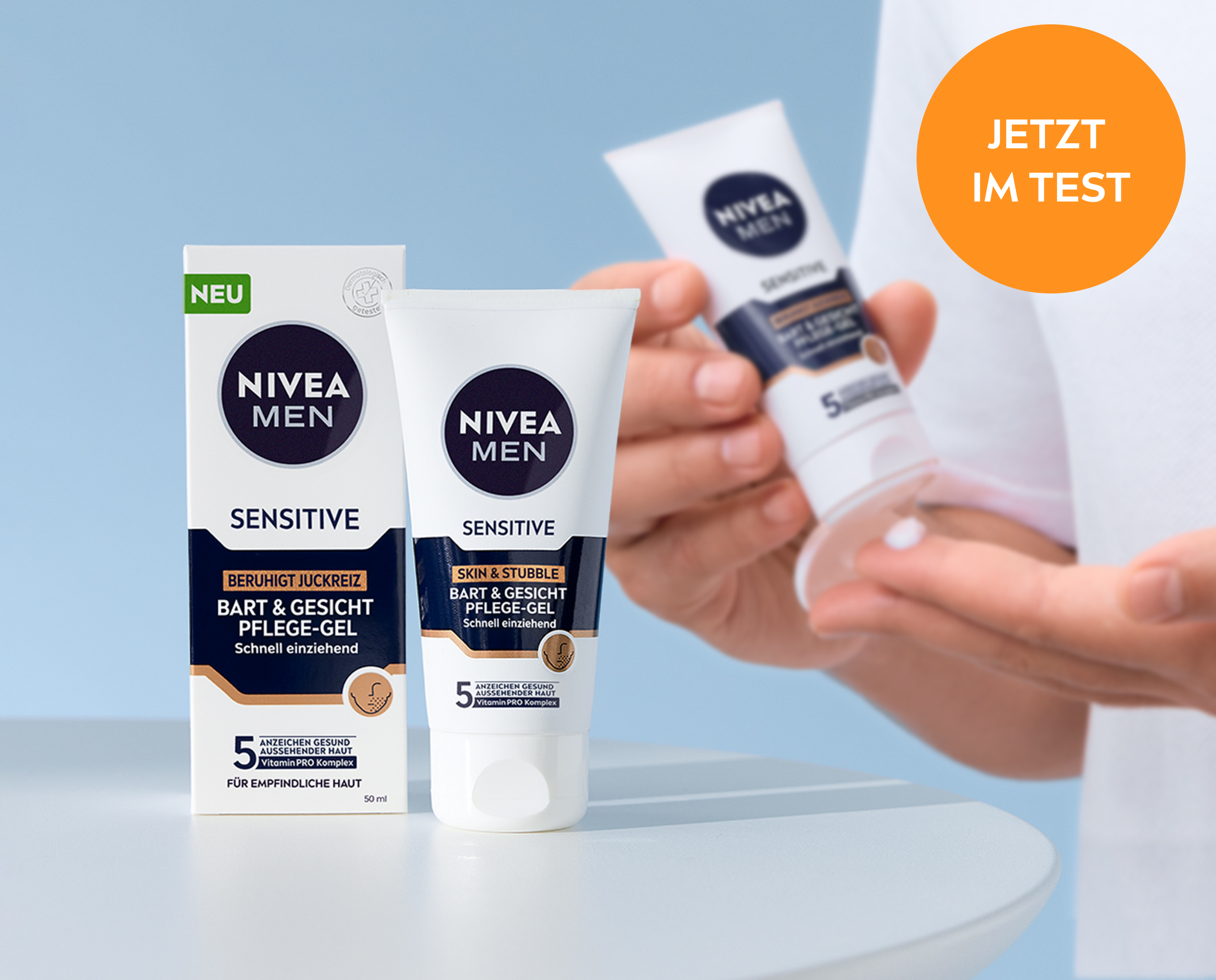 Das neue NIVEA MEN Sensitive Bart & Gesicht Pflege-Gel - jetzt gratis testen! 