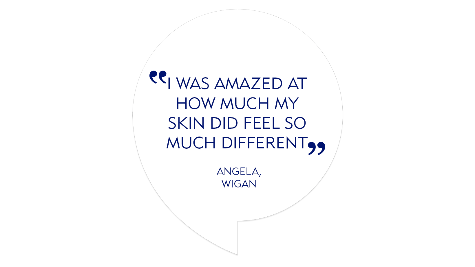 Testimonial quote: "I was amazed by how much  skin did feel so much different"
