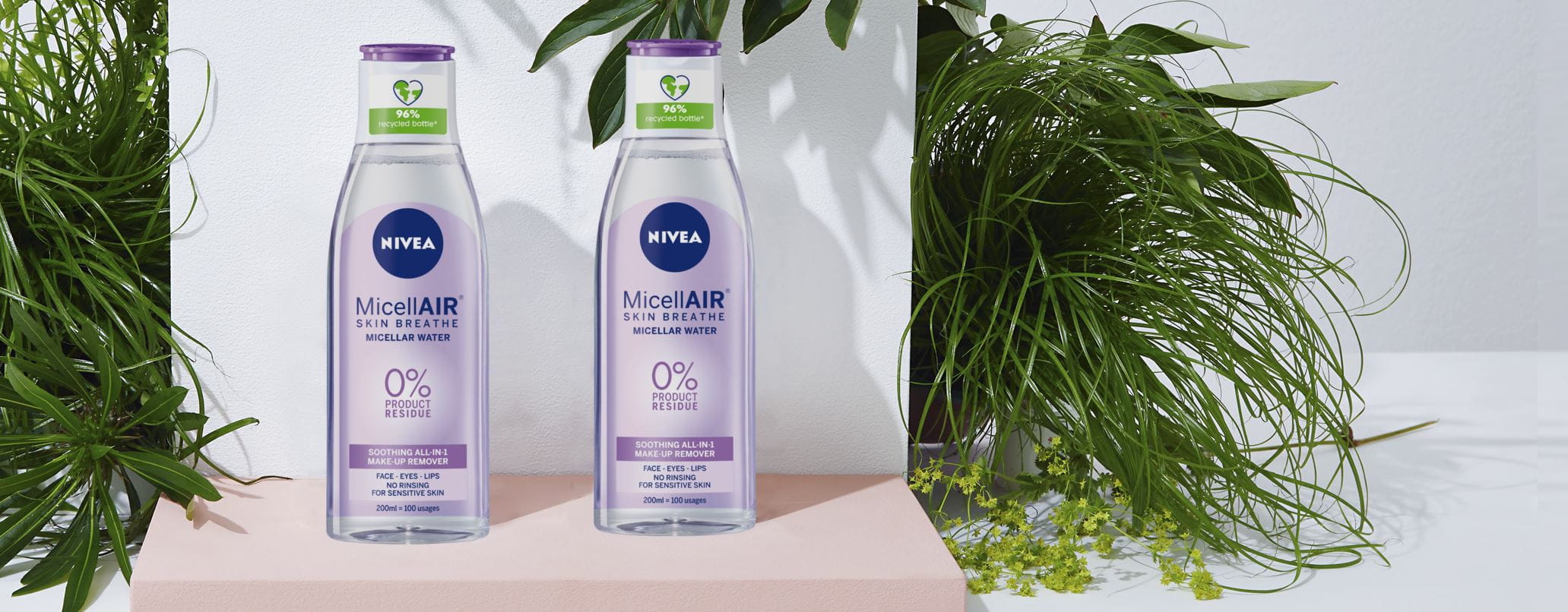 NIVEA MicellAIR®-flasker laget av 96 % resirkulert plast